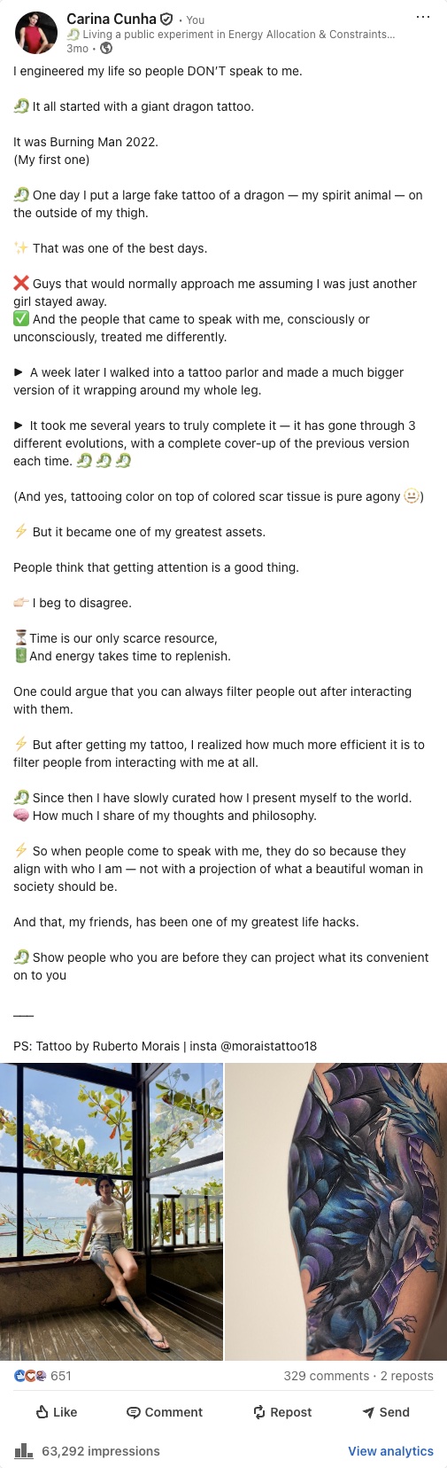 My LinkedIn post: I engineered my life so people DON'T speak to me.