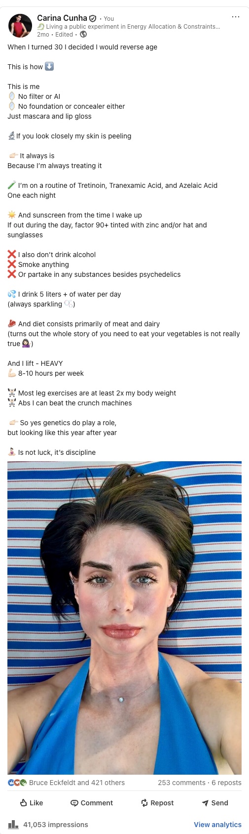 My LinkedIn post: When I turned 30 l decided I would reverse age