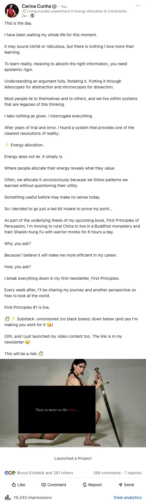 My LinkedIn post: This is the day.