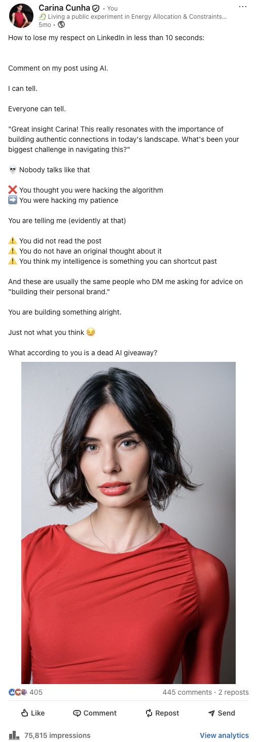 My LinkedIn post: How to lose my respect on LinkedIn in less than 10 seconds